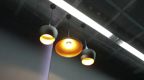 Lamp light on Ceiling in modern interior Stock Footage 46373081