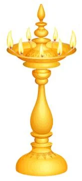 Lamp light fire flame golden festival hindu onam illustration Stock Illustration