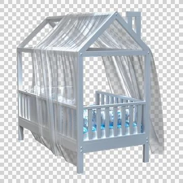 Lamp light side view Childrens bed house Linn with board Stock Photos