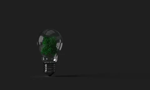 Lamp lightbulb inside tree palm leaf natural environment plant symbol busines Stock Illustration
