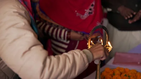 Lamp lighting ceremony Stock Footage 206018393