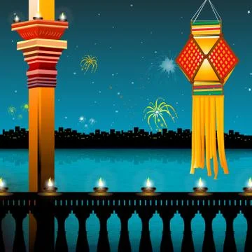 Lamp lighting, diwali Stock Illustration