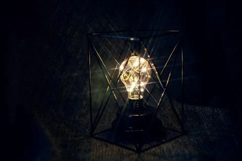 Lamp Lights on dark Stockfoto's