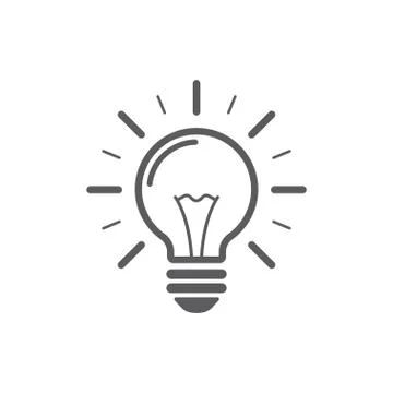 Lamp line icon on white background. Energy and idea symbol. Stock Illustration