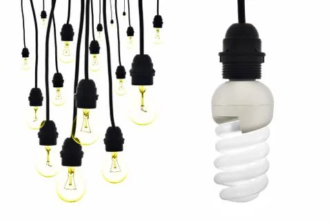 A lamp with low consumption compared to tungsten bulbs Stock Photos