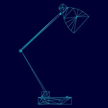 Lamp low poly triangulation triangulated polygonal electric cyan blue vibrant Stock Illustration