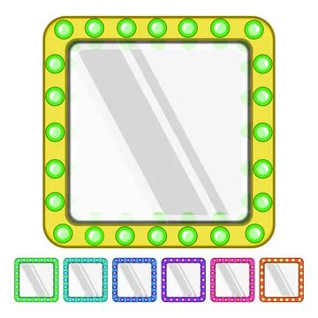 Lamp makeup mirror frame cartoon vector graphic Stock Illustration