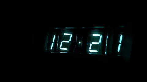 Lamp neon clock glow in the dark Stock Footage 104803759