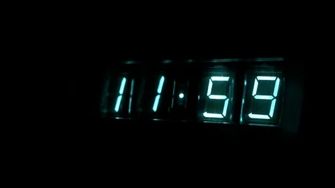 Lamp neon clock glow in the dark Stock Footage 104803769