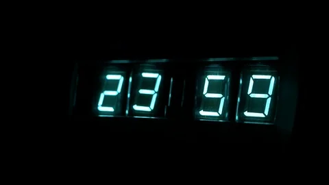 Lamp neon clock glow in the dark Stock Footage 104803775