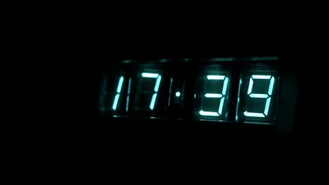 Lamp neon clock glow in the dark Stock Footage 104803786