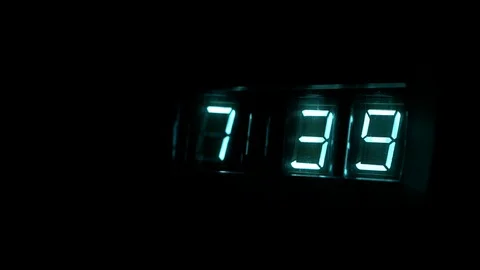 Lamp neon clock glow in the dark Stock Footage 104803787