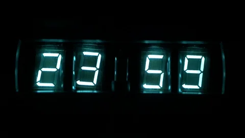 Lamp neon clock glow in the dark Stock Footage 104803812