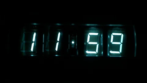 Lamp neon clock glow in the dark Stock Footage 104803830