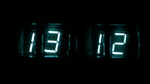 Lamp neon clock glow in the dark Stock Footage 104803832