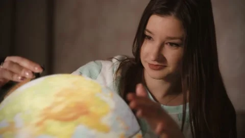 Lamp night light in the shape of globe Stock Footage 147487968