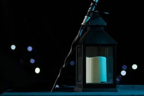 Lamp off old lantern with cane Stock Photos