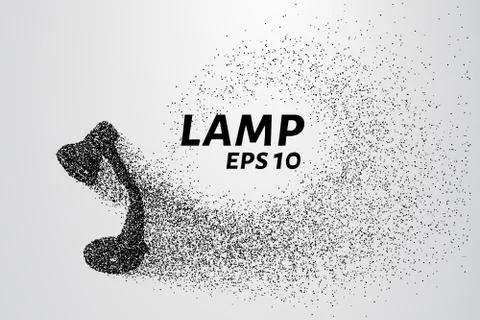 Lamp of the particles. Table lamp consists of circles and points. Silhouette  Stock Illustration