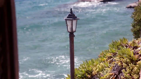 Lamp Post against the Sea Stock Footage 25367151