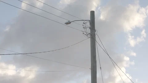 Lamp Post and Street Light on Tropical Street During the Day Stock Footage 327045119