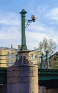 Lamp post of the bridge Stock Photos