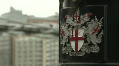 Lamp Post Crest and the Millennium Bridge 库存影片 376943
