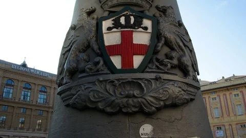 Lamp post with the emblem of the city of Genoa Video stock 104550203