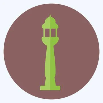Lamp Post Icon in trendy flat style isolated on soft blue background Stock Illustration