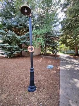 Lamp post in Nature path Stock Photos