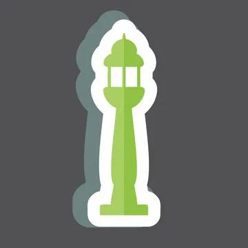 Lamp Post Sticker in trendy isolated on black background Illustrazione stock