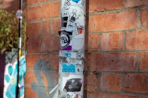 Lamp Post with Stickers Foto stock