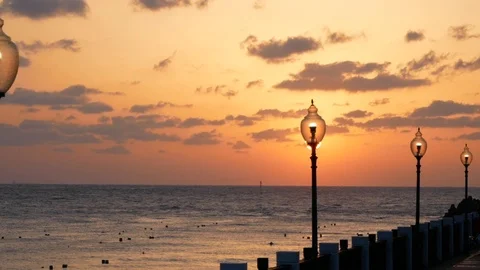 Lamp Post Sunset Stock Footage 87596830