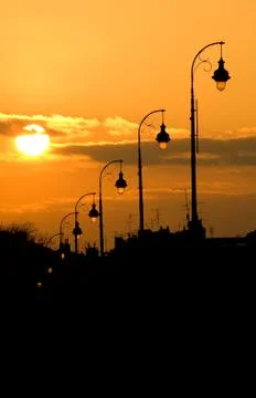 Lamp post at sunset 스톡 사진