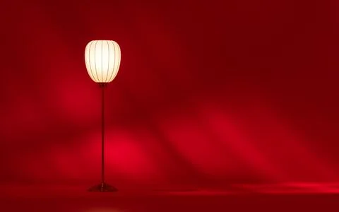 A lamp with red background, 3d rendering. Stock Illustration