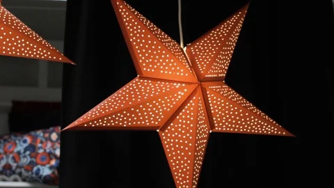 Lamp red star on black background magic night light 스톡 동영상 121728803