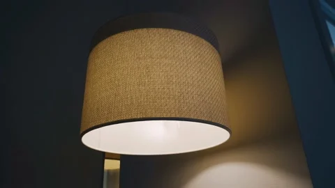 The lamp in the room illuminates the premises with warm light Stock Footage 203556502