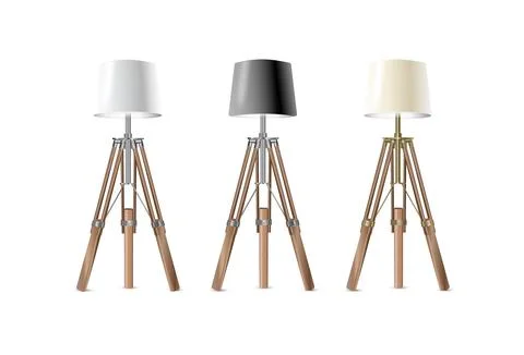 Lamp Set Closeup Isolated on White Background. Floor Lamps. Electric Torchere Stock Illustration