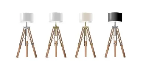 Lamp Set Closeup Isolated on White Background. Floor Lamps. Electric Torchere Stock Illustration