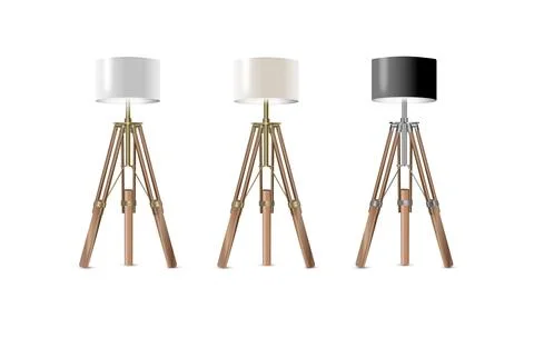 Lamp Set Closeup Isolated on White Background. Floor Lamps. Electric Torchere Stock Illustration