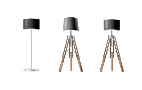 Lamp Set Closeup Isolated on White Background. Floor Lamps. Electric Torchere Stock Illustration