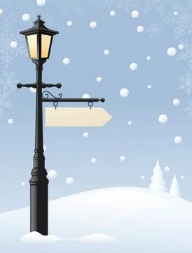 Lamp in the snow Stock Illustration