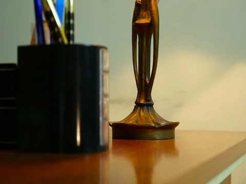 Lamp with stained glass on table Видео 71527745