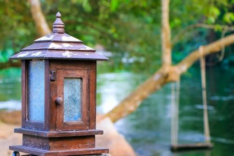 Lamp with swing background at resort Stock Photos