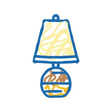 Lamp table bedroom interior icon doodle illustration Stock Illustration
