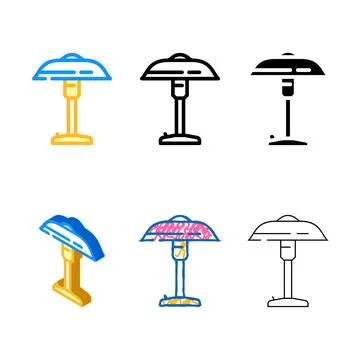 Lamp table bedroom stylized interior color icon vector 库存插图