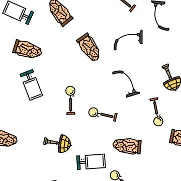 Lamp table light home desk vector seamless pattern Illustrazione stock