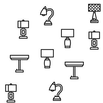 Lamp table light home desk vector seamless pattern Stock Illustration