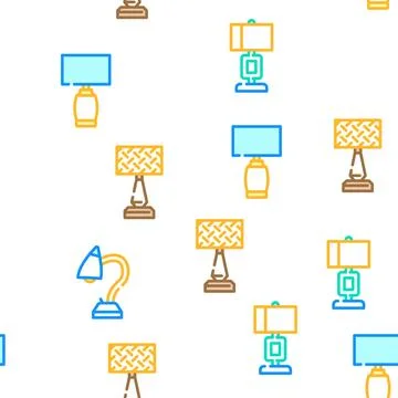Lamp table light home desk vector seamless pattern Stock Illustration