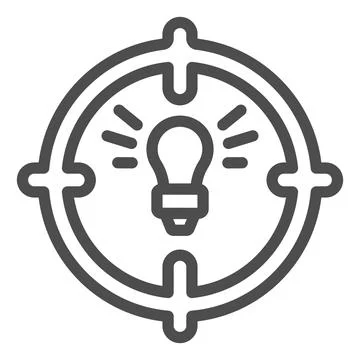Lamp in target line icon, startup concept, objective idea sign on white Stock Illustration