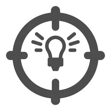 Lamp in target solid icon, startup concept, objective idea sign on white Stock Illustration